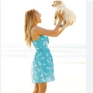 Blue Bicycle Print Summer Dress